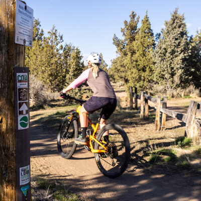 The trail signage for Cascade View trail, near Bend, OR