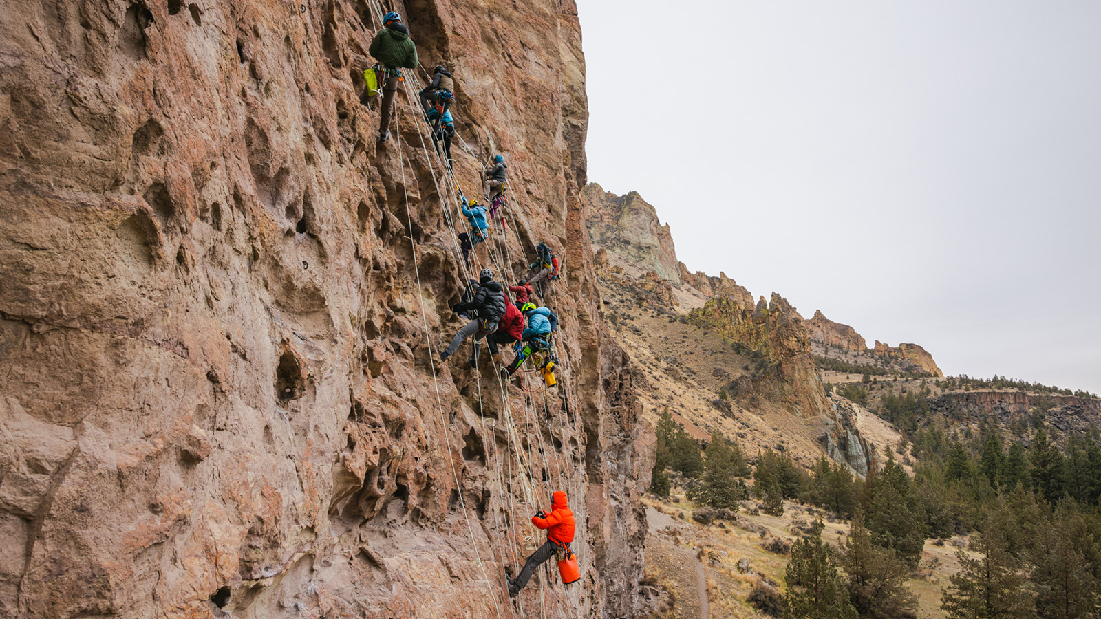 Rebolting climbing routes at Smith Rock State Park